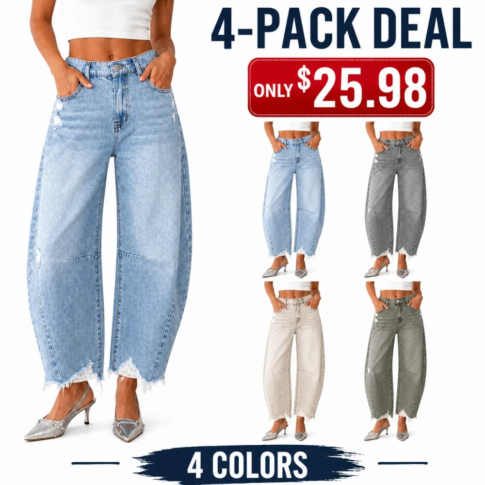 Women's Y2K Distressed Barrel Wide-Leg Jeans