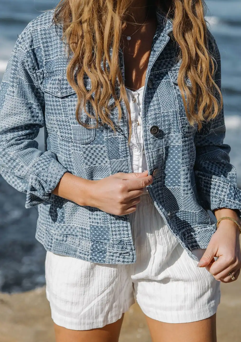 Patchwork Plaid Button Up Jacket