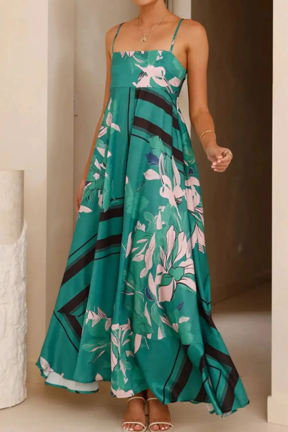 Printed Square Neck Maxi Dress