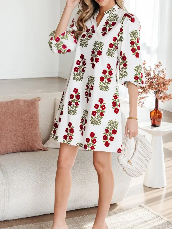 Comfort Fit Floral Printed Mini Dress