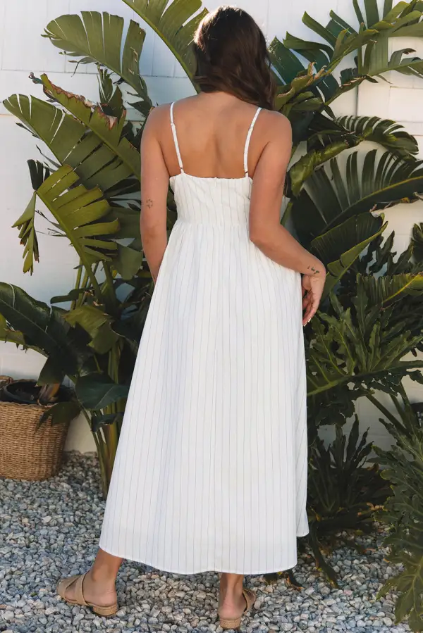 Spaghetti Strap Pocketed High Waist Maxi Dress