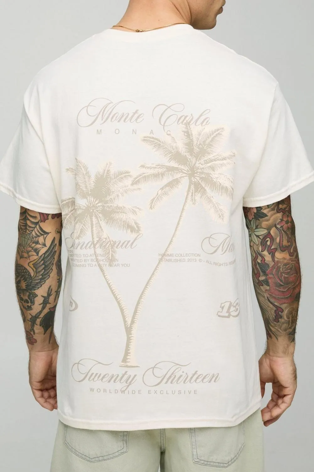 Off White Oversized Tonal Palm Graphic T-Shirt
