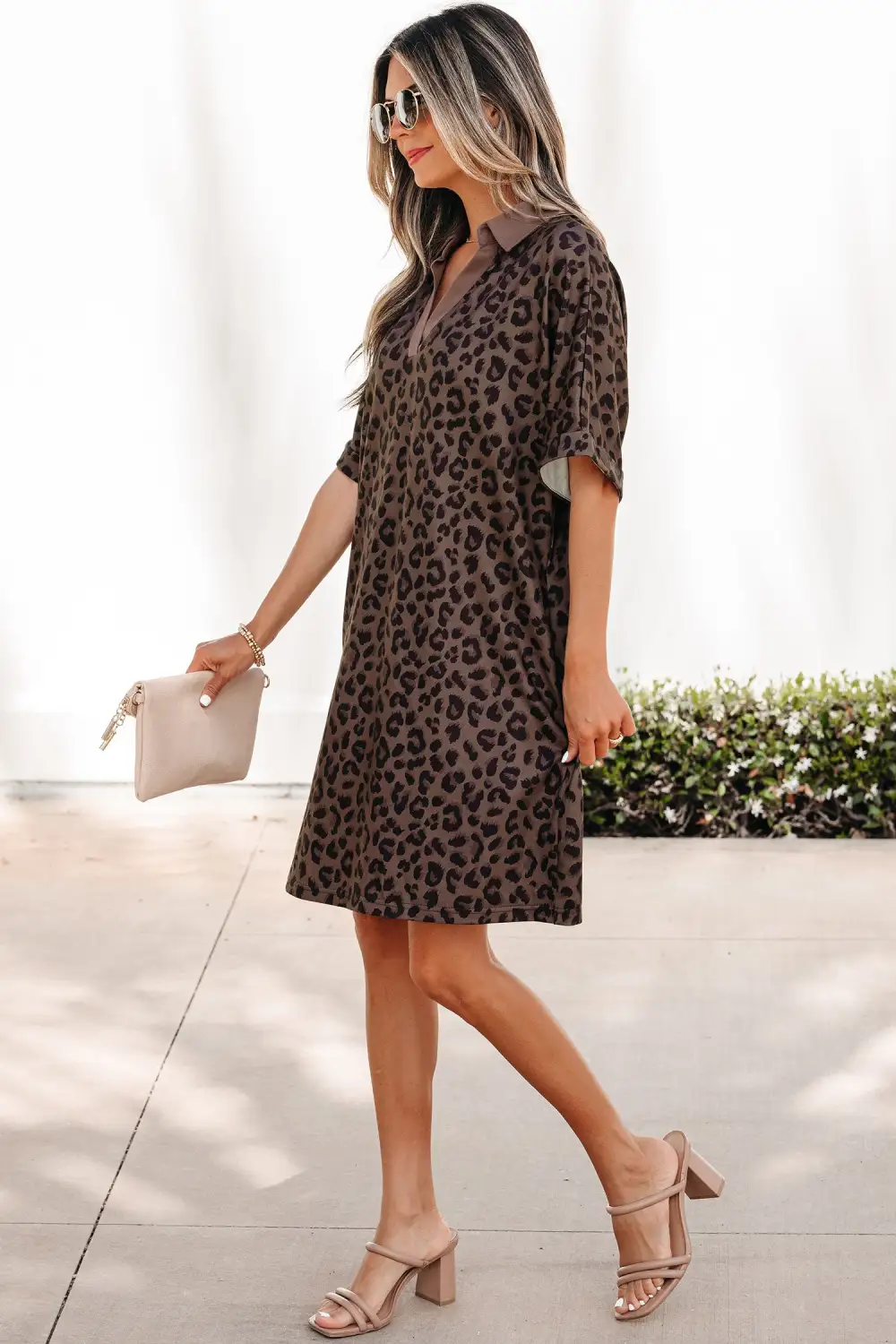 Animal Print V Neck Mini Dress