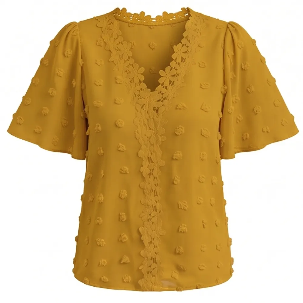 Crochet Lace V Neck Blouse