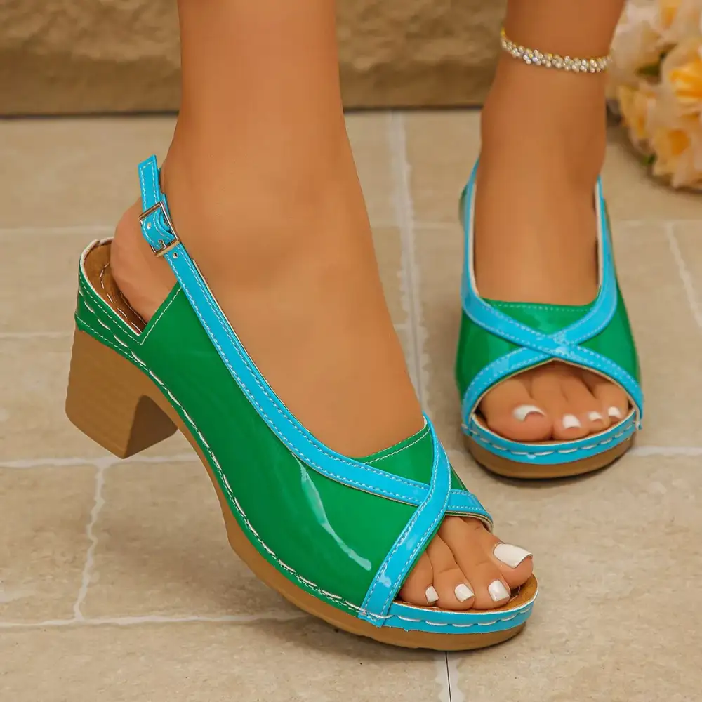 Minimal Open Toe Block Heel Sandals