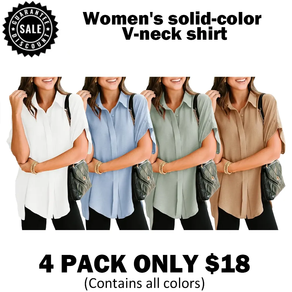 🔥Hot Sale💥Women's solid-color V-neck shirt🔥16 Colors Available
