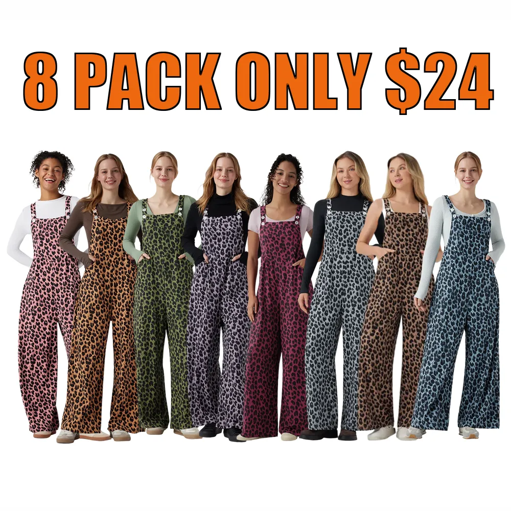 🔥Leopard Print Casual Overalls (With Pockets)