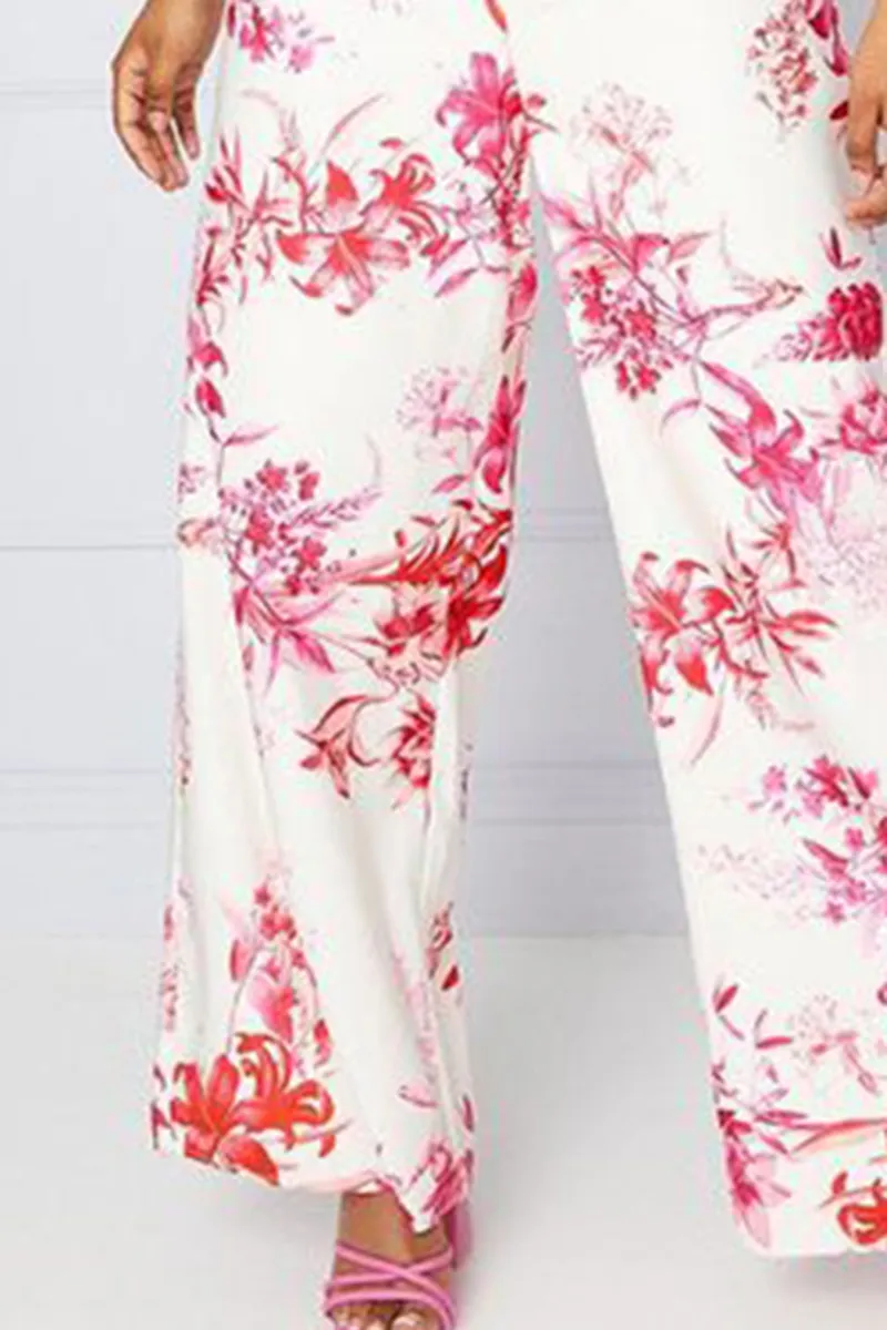 Casual Style Tropical Floral Ottoman Jumpsuit