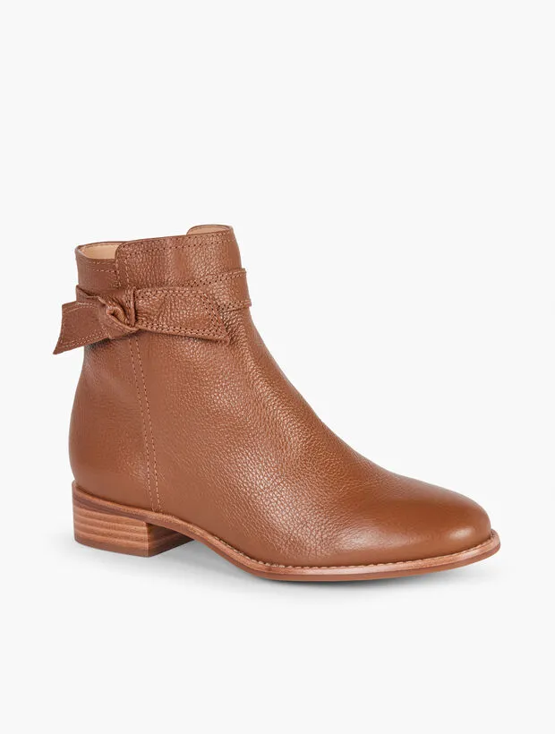 Tish Bow Ankle Boots - Pebble Leather