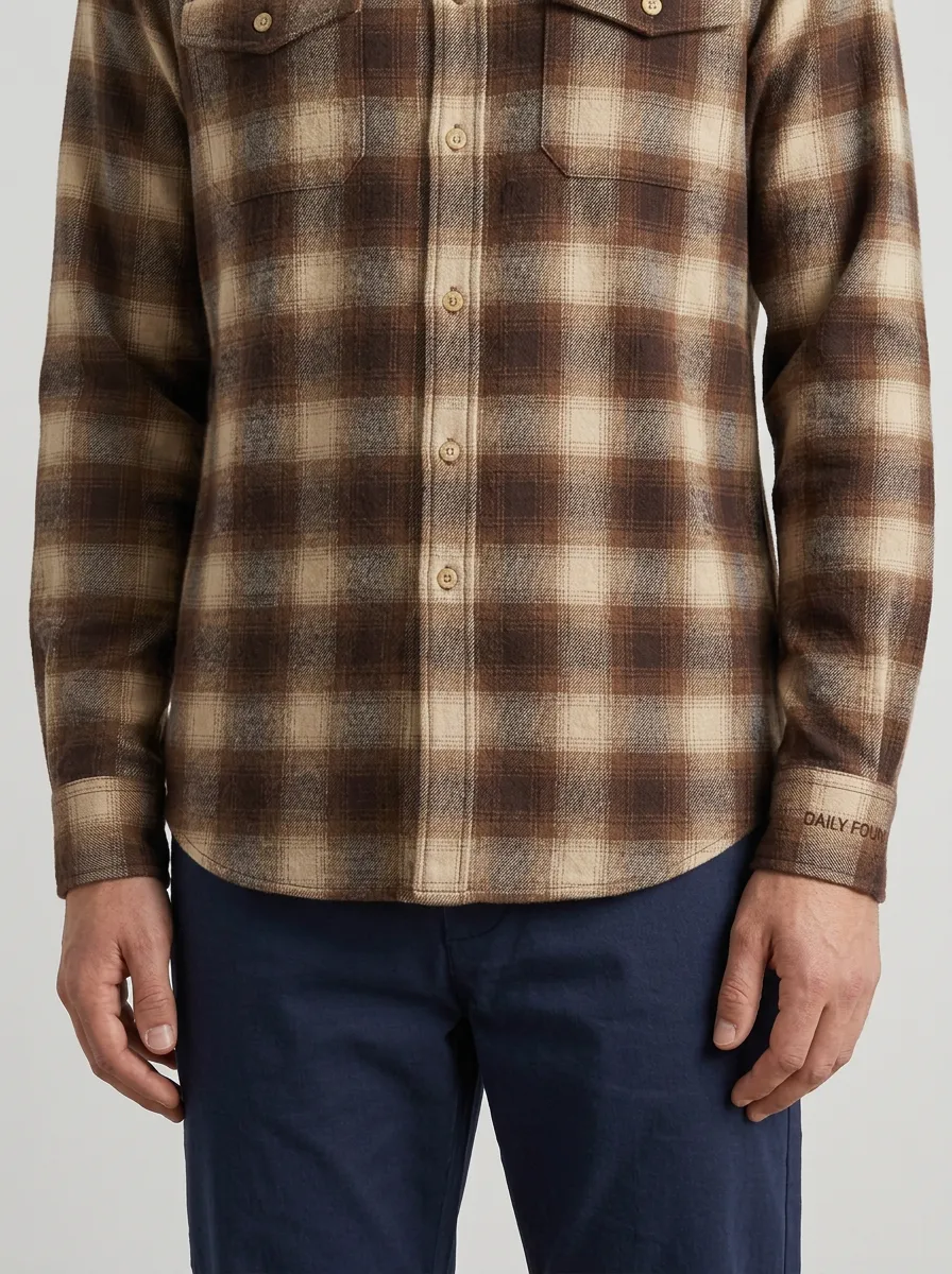 Relaxed Motif Plaid Long-Sleeve Men's Long-Sleeve Shirt