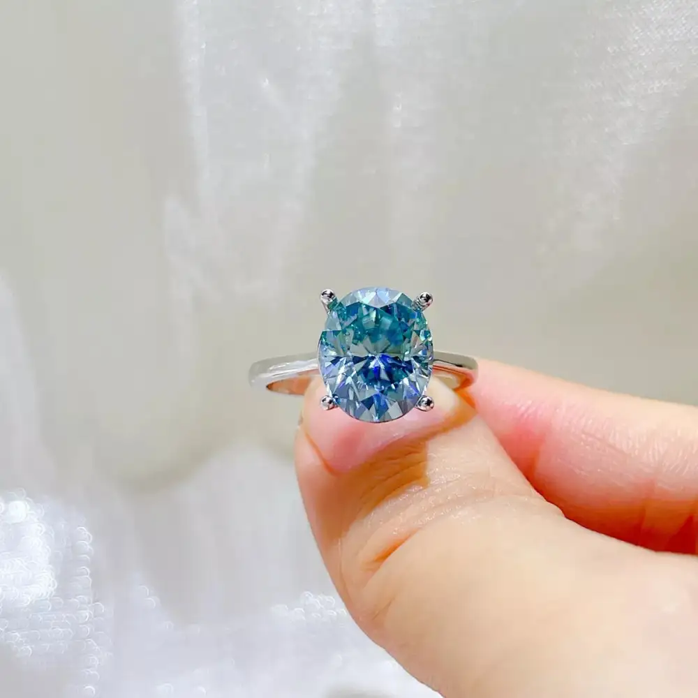 Clean Line Sterling Silver Moissanite Ring