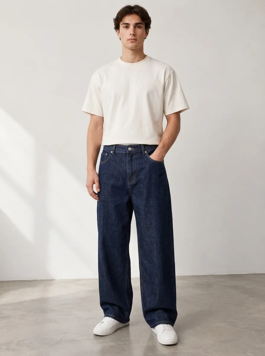 Men's Faded Look Loose Fit Jeans