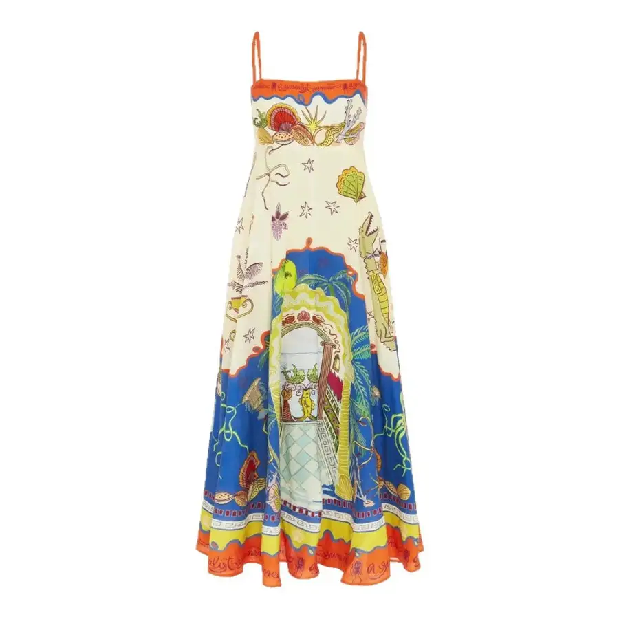 Relaxed Printed Square Neck Maxi Cami Dress