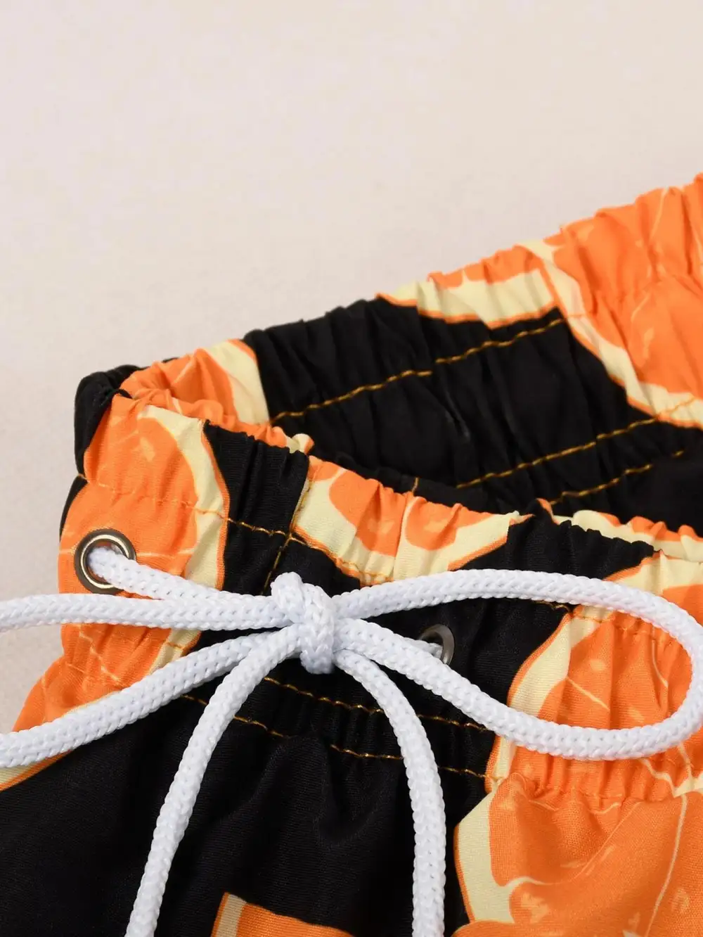Men's Pocket Print Drawstring Swim Trunks
