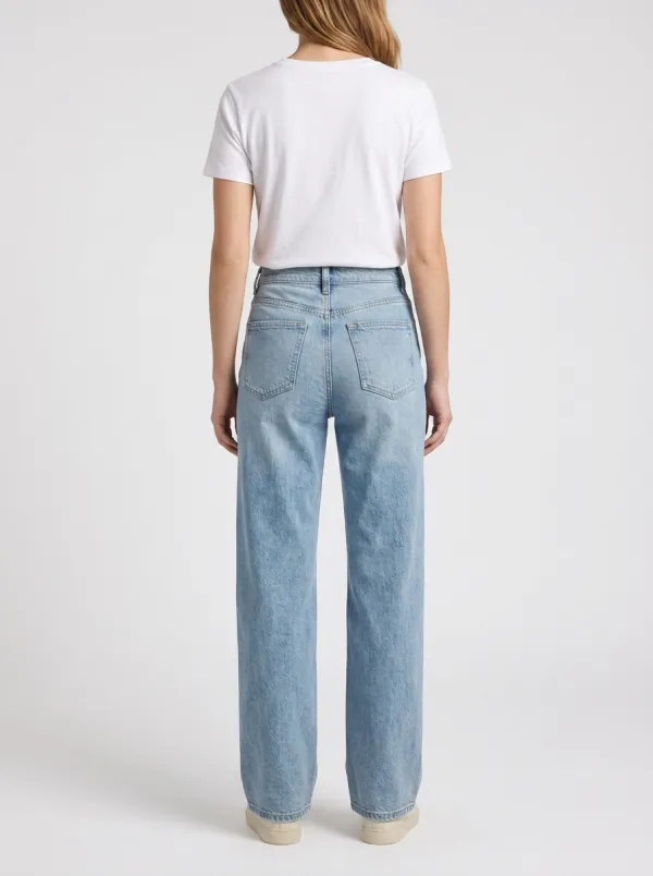 Refined-Look High-Rise Wide-Leg Washed Denim Jeans