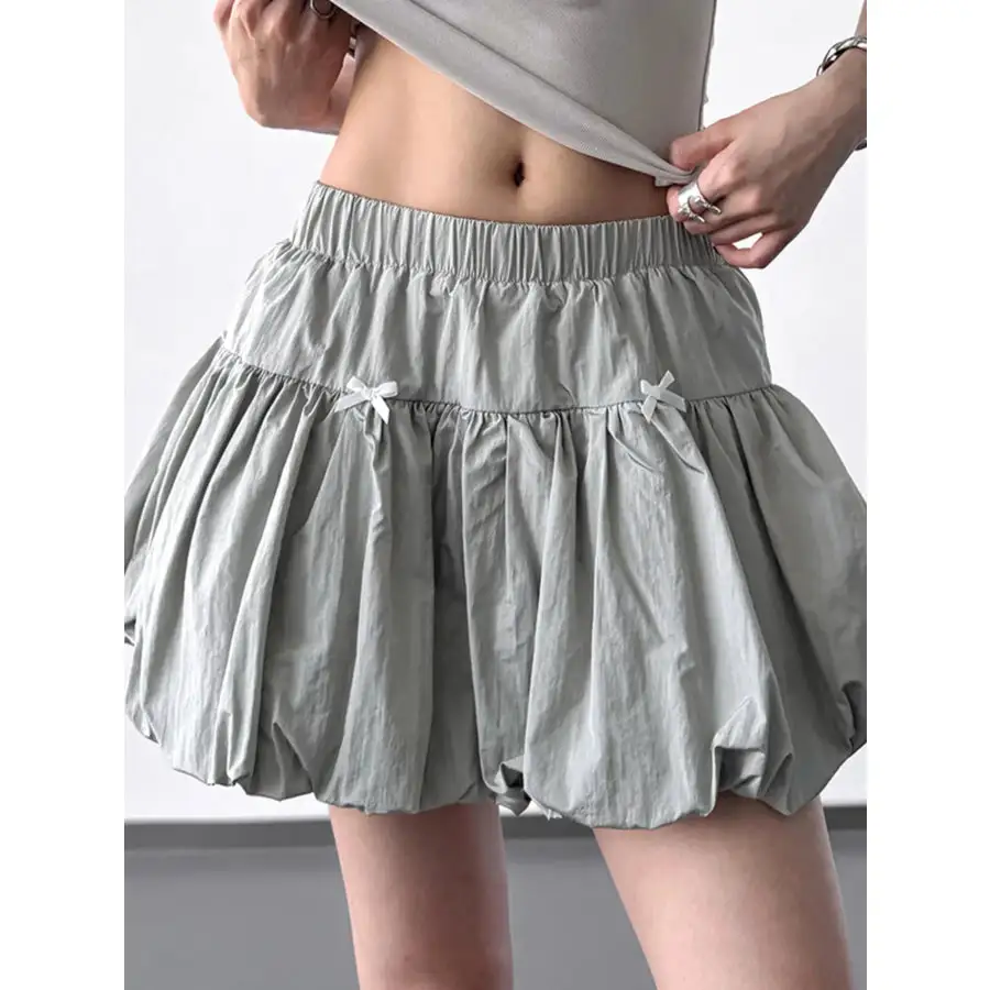 Bubble Hem Elastic Waist Mini Skirt