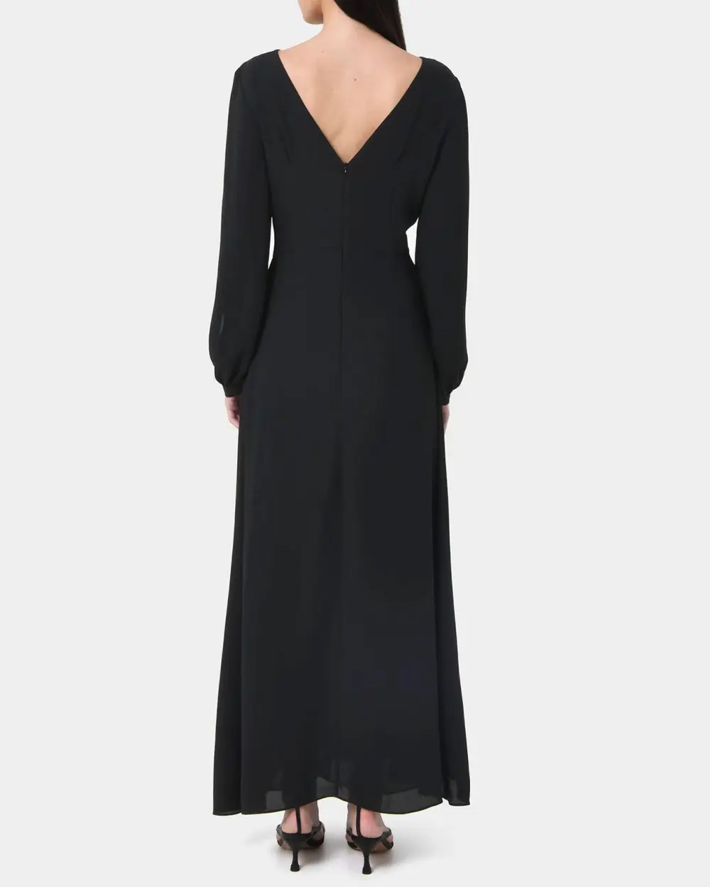 Deep V-back Open Sleeve Maxi Dress