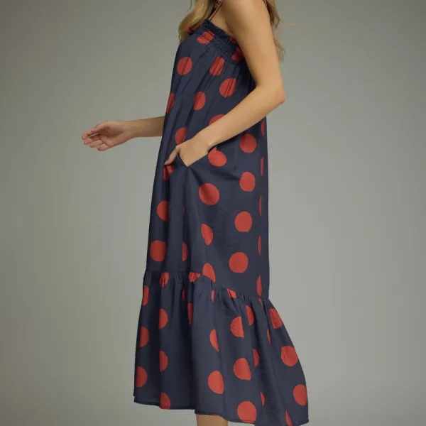Relaxed Polka Dot Midi Dress