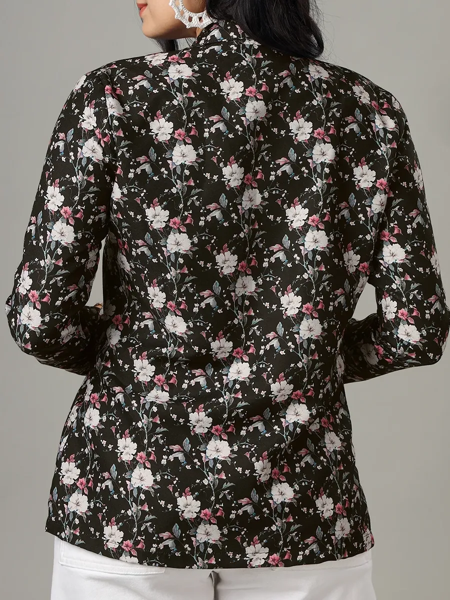 Spring Vintage Fashion Art Floral Print Women's Jacket
