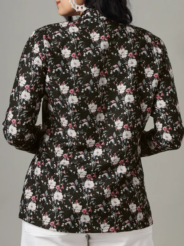 Spring Vintage Fashion Art Floral Print Women's Jacket