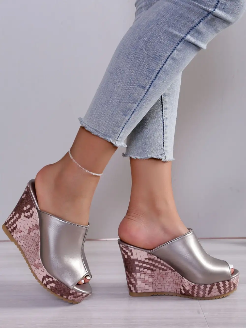 Pu Leather High Heel Sandals