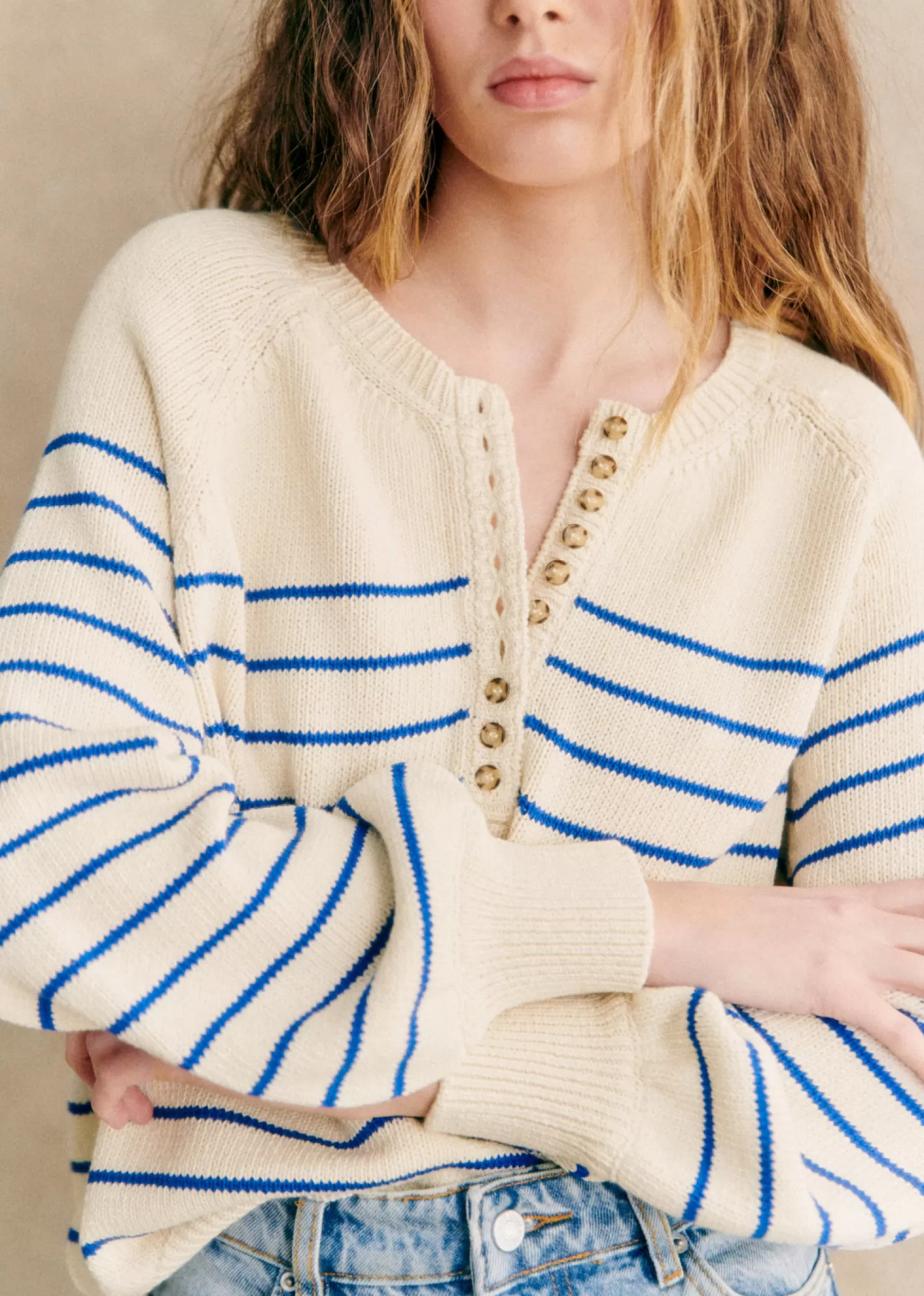 Striped V-Neck Navy Sweater