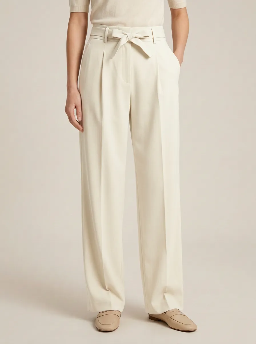 High-Waisted Tie-Front Wide-Leg Trousers