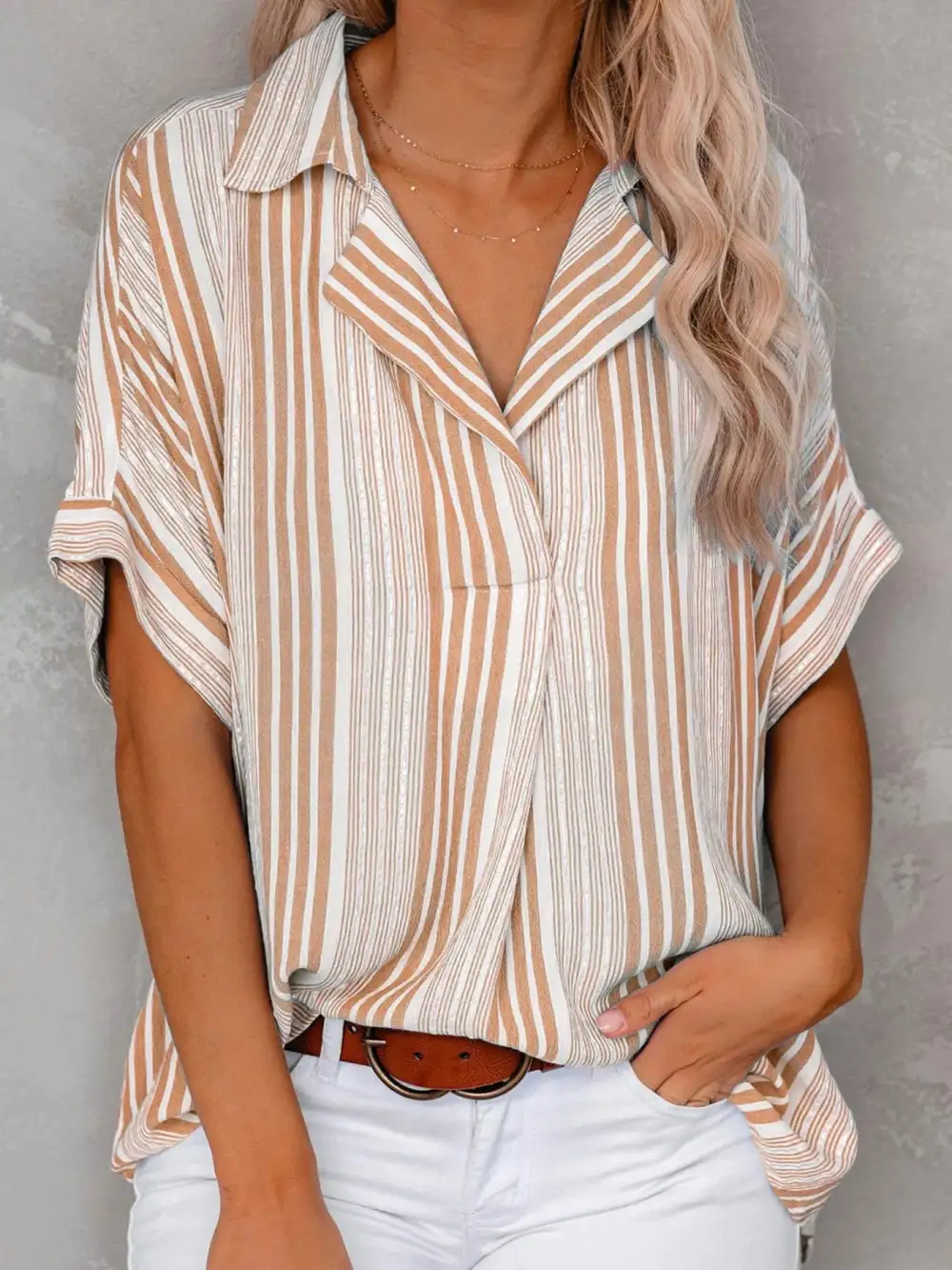 Collared Neck Half Sleeve Shirt Plus