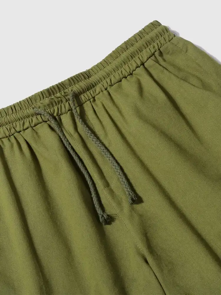 Men's Linen Style Pants Pockets Shorts