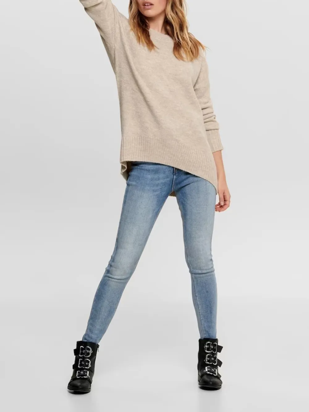 Crew Neck Plain Colored Cotton Sweaters