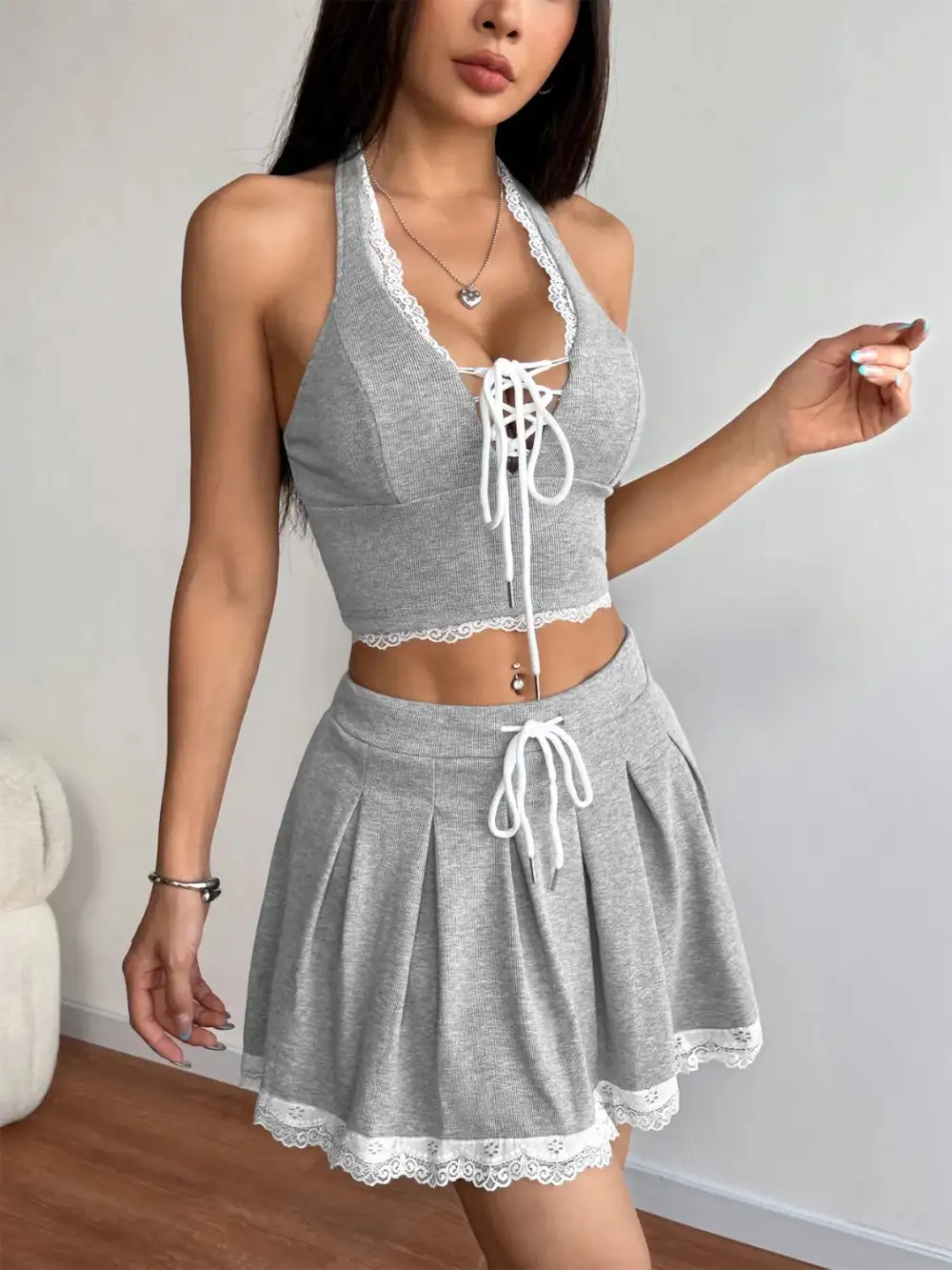 Halter Ruched Coordinated Set