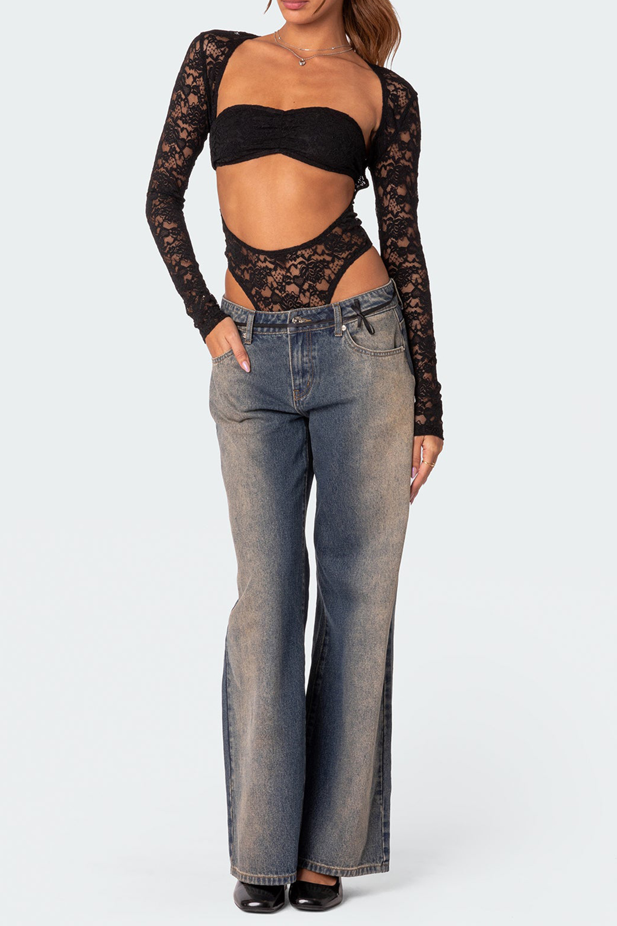 Two Piece Sheer Lace Bodysuit