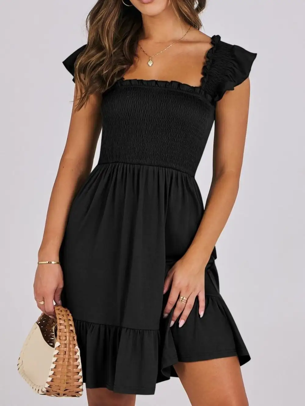 Ruffle Smocked Mini Dress