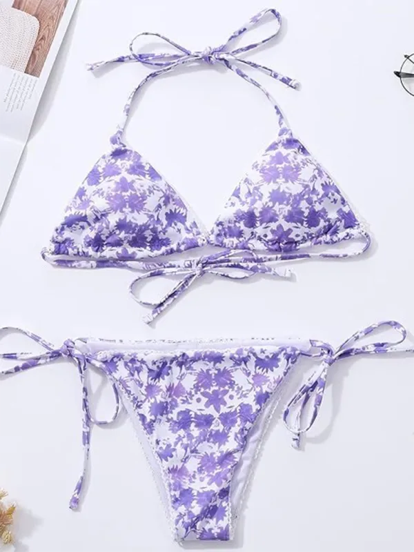 Split Floral High End Bikini Swim Set