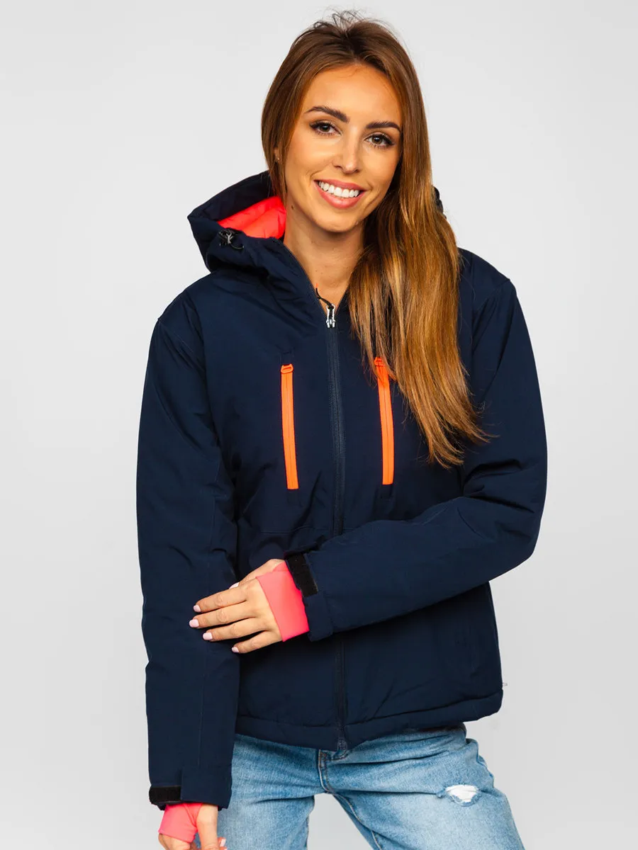 Dark blue women's winter ski jacket