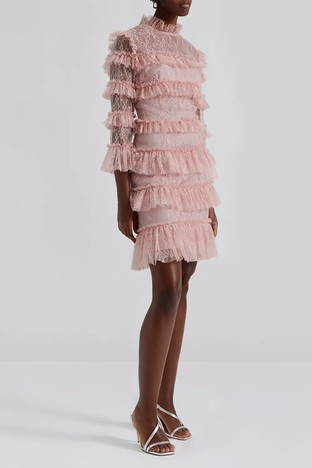 Tiered Fringe Lace Mini Dress