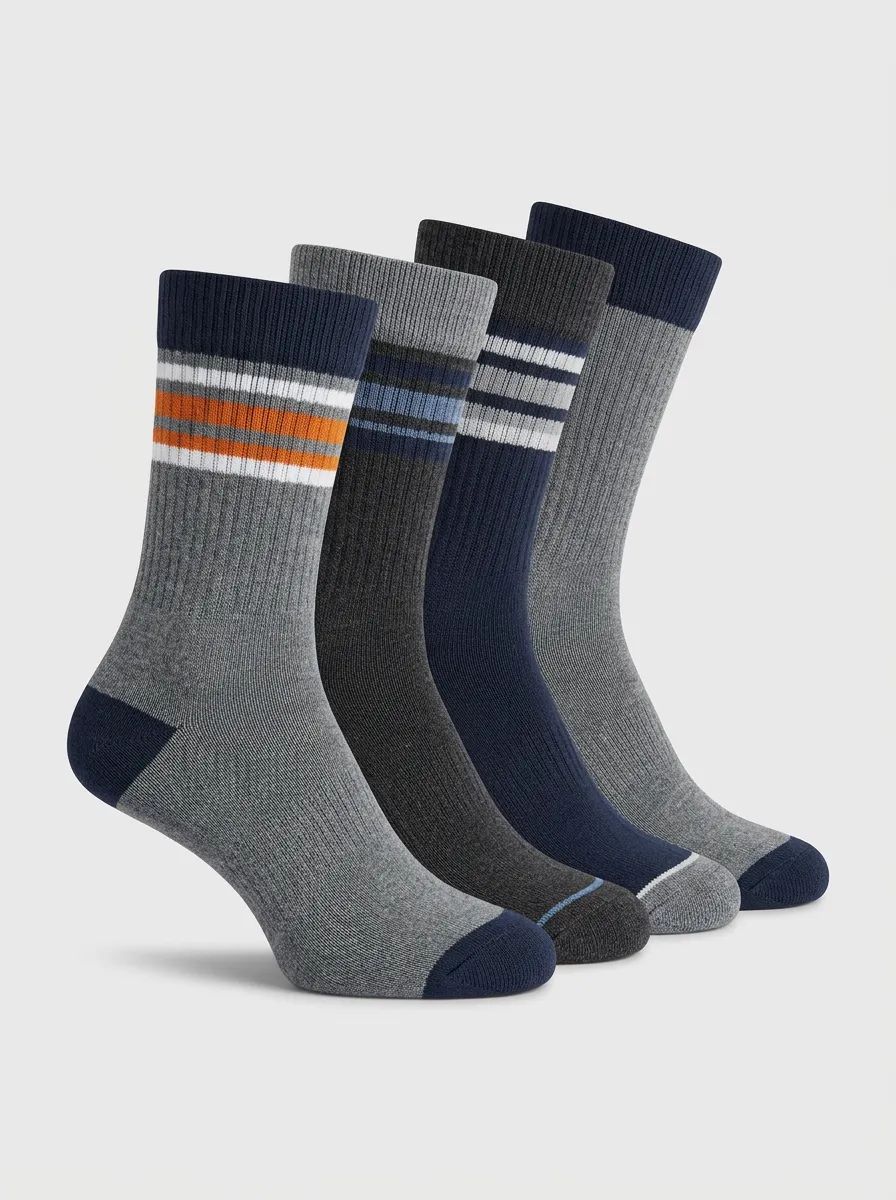 Practical Striped Printed Classic Look Men's Four Pair Socks