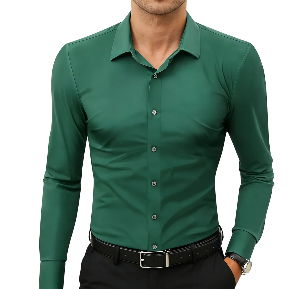 Men's quick-drying, breathable, wrinkle-resistant, slim-fit, super stretch shirt