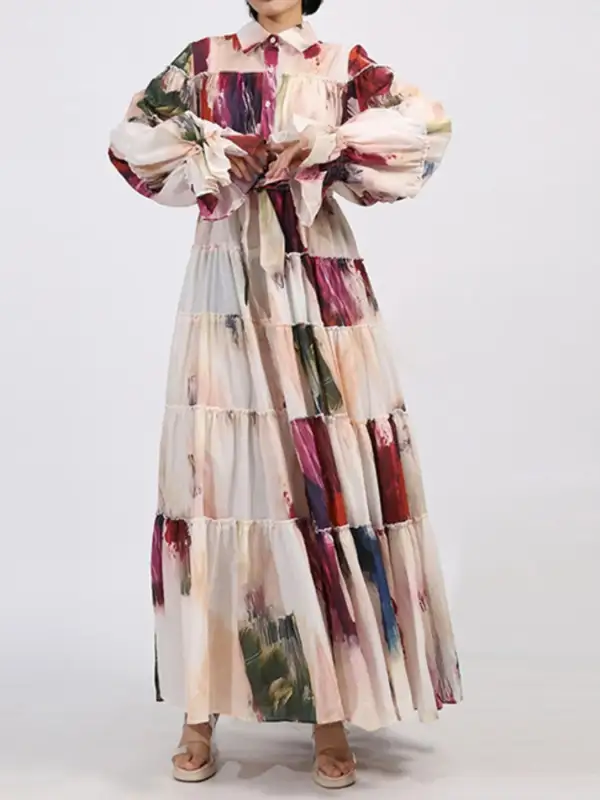 Tie Waist Tiered Maxi Dress