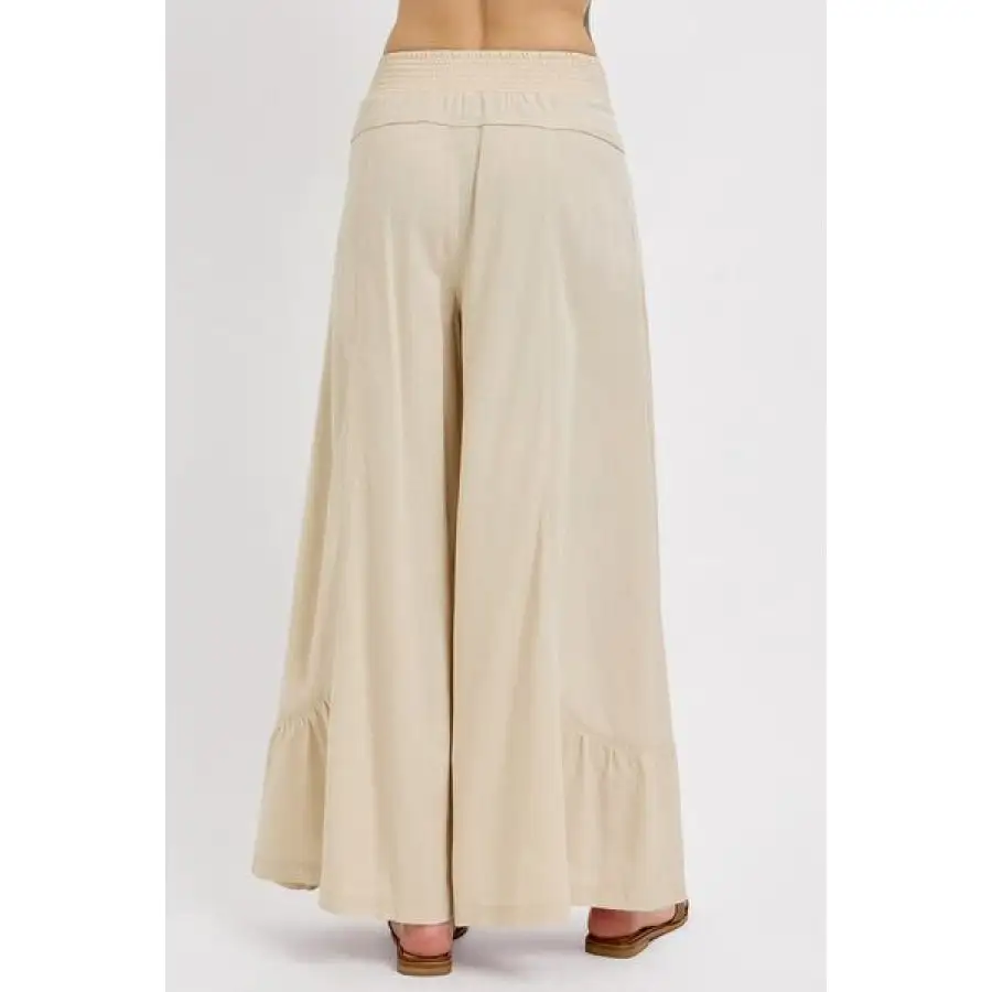 Risen Shirring Detail Wide Leg Pants