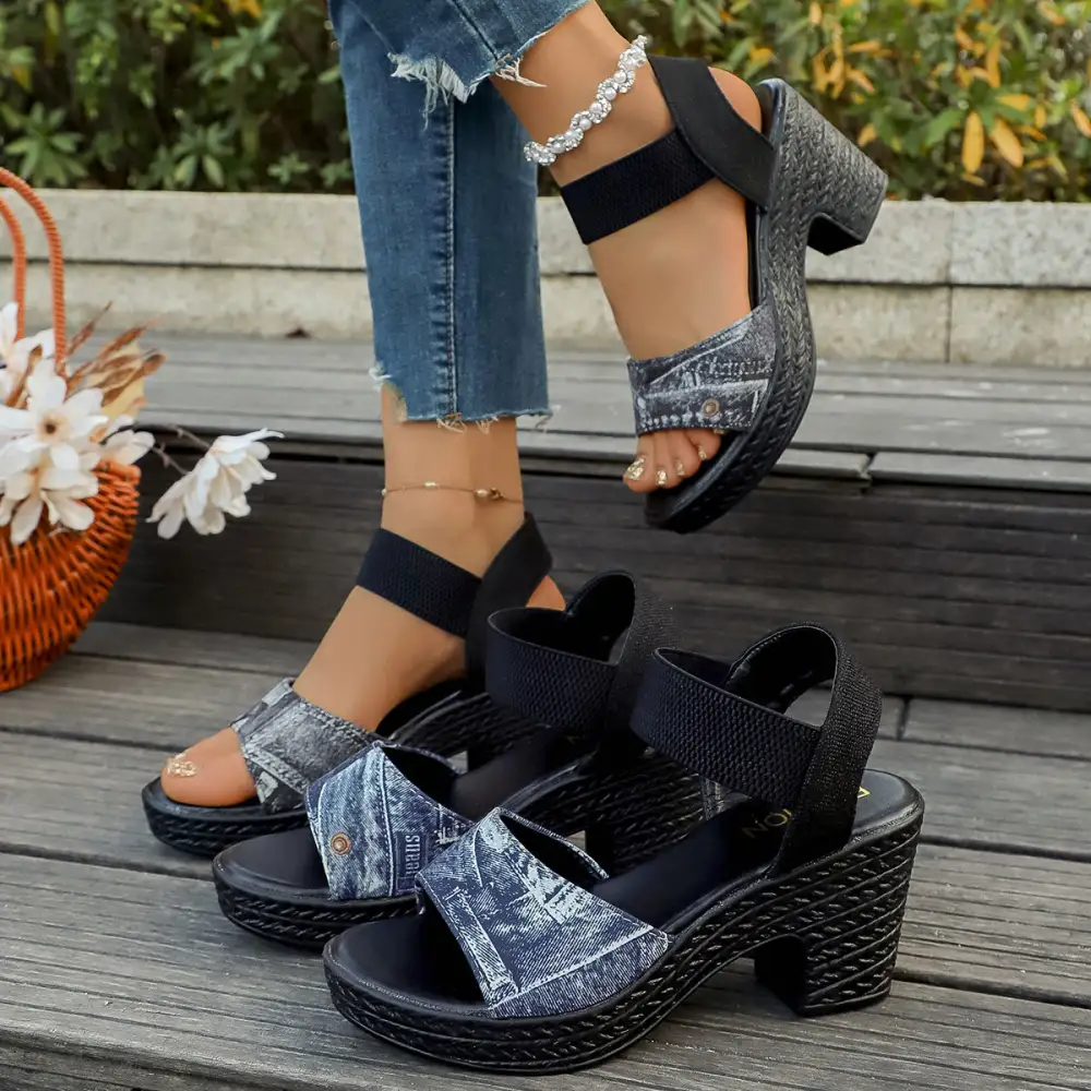 Refined Open Toe Block Heel Sandals
