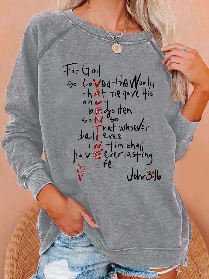 Women's For God So Loved Print Long sleeve Sweatshirt