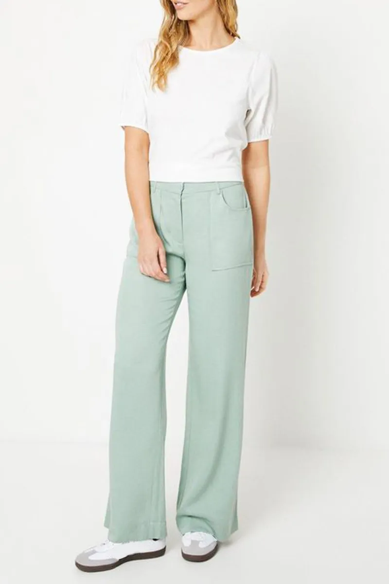 Casual Style Pocket Wide Leg Trouser