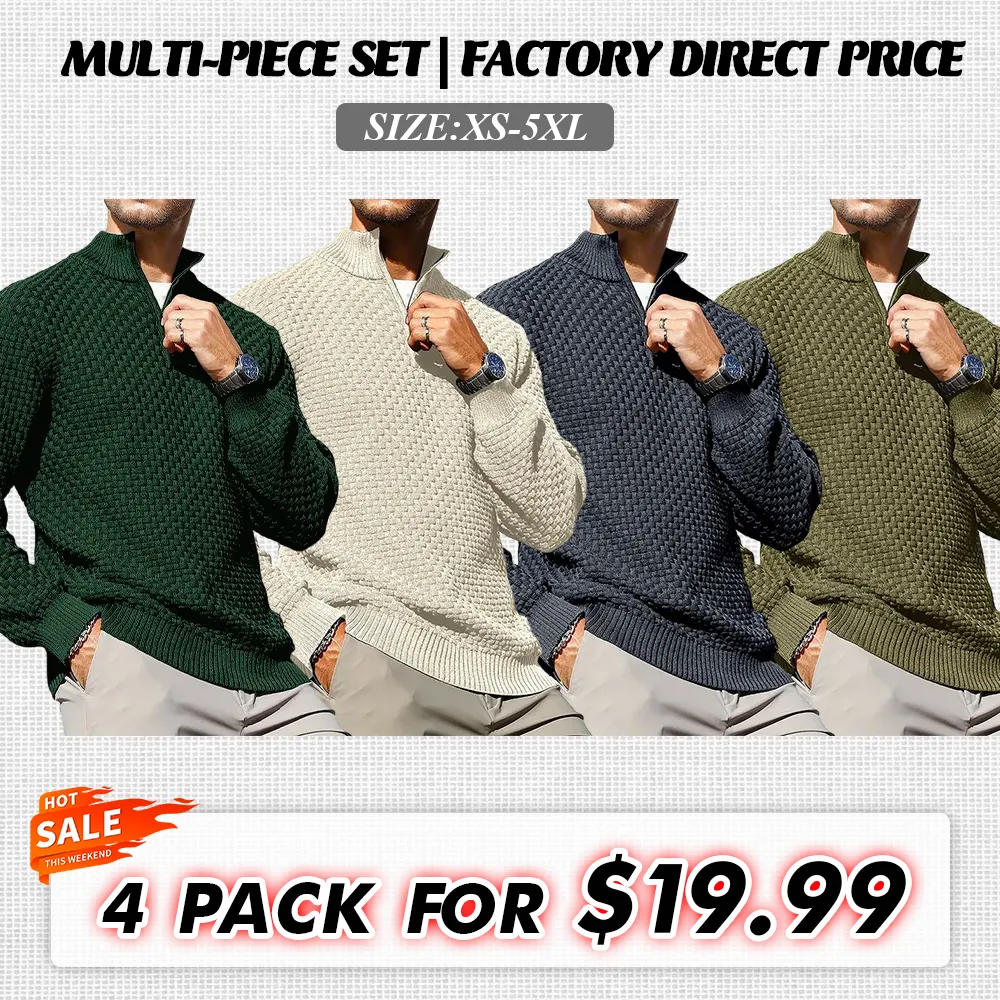 🔥 Men's Cable Knit Quarter-Zip Sweater