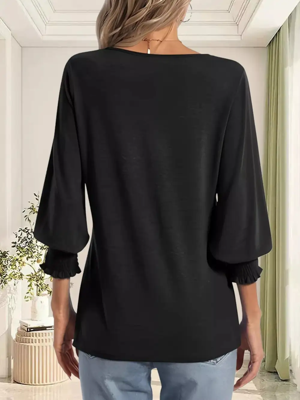 Notched Sleeve Top Plus