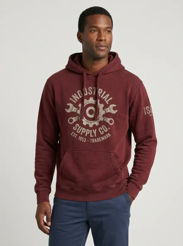 Men's Industrial Mechanic Gear Emblem Graphic Hoodie