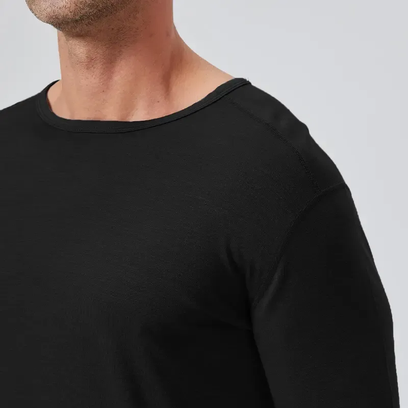Men's Merino Wool Quick-Drying Hiking Warm Long-Sleeved Underwear Sports ski Base Layer top