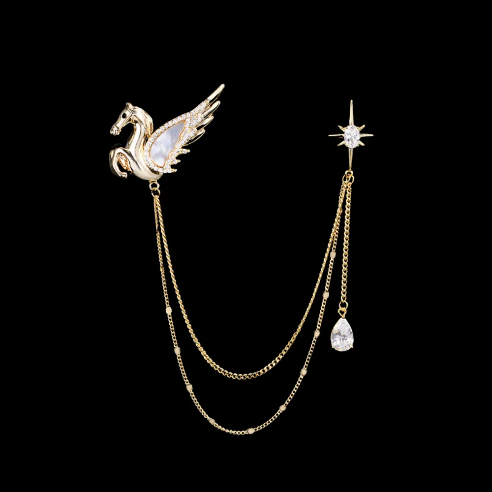 Pegasus Chain Lapel Brooch
