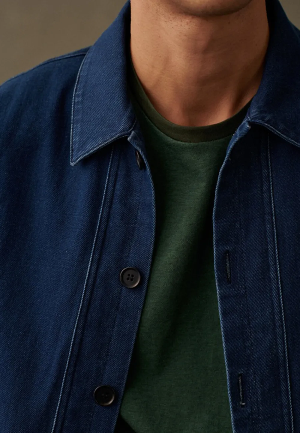 Dark Denim Blue Utility Button Front Jacket