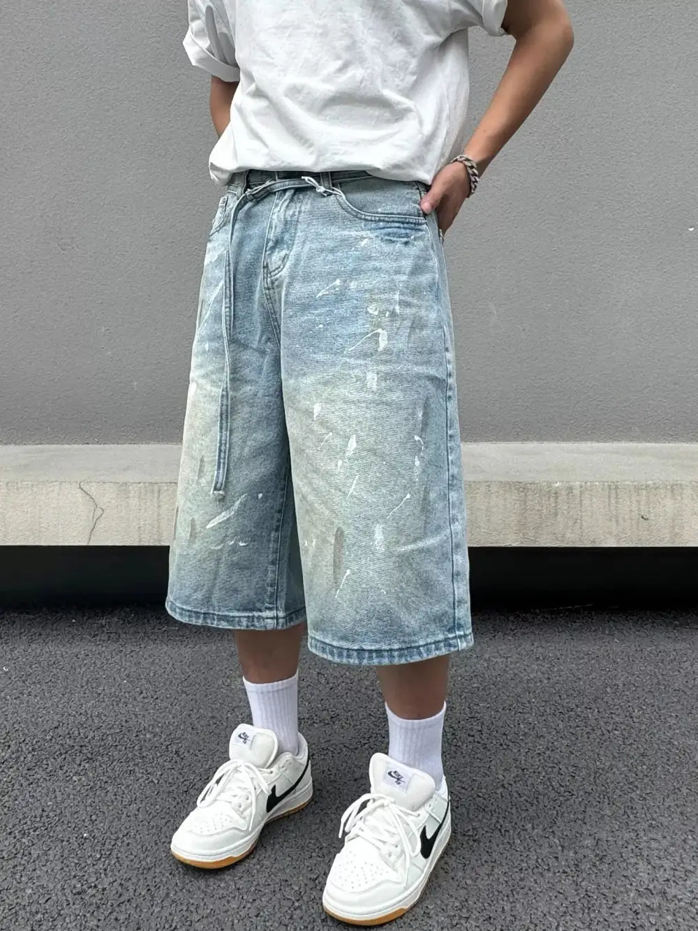 Men's Plus Size Wide Leg Denim Shorts